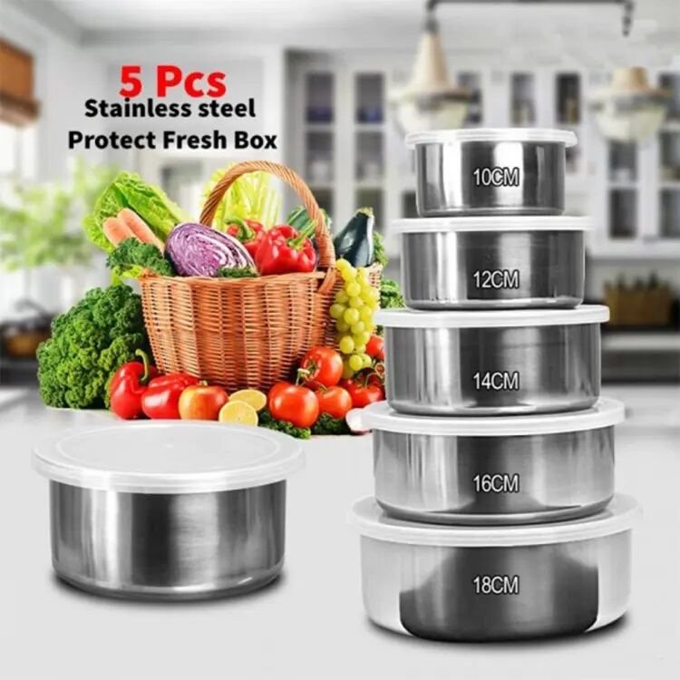5 Pcs Stainless Steel Tiffin Box